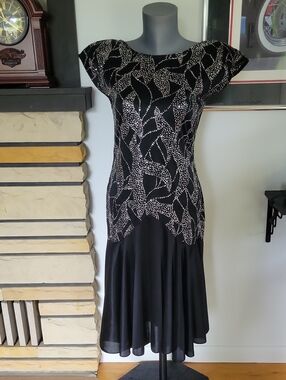Diamond's Run Cocktail Dress 11-12 Black/Silver 80s Vintage